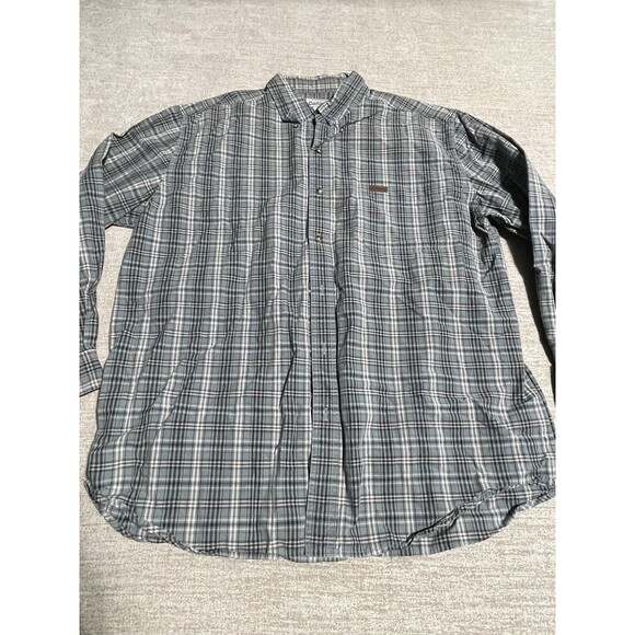 Carhartt Shirt Men’s Large Green Plaid Flannel  Long Sleeve Button Down - Picture 1 of 12